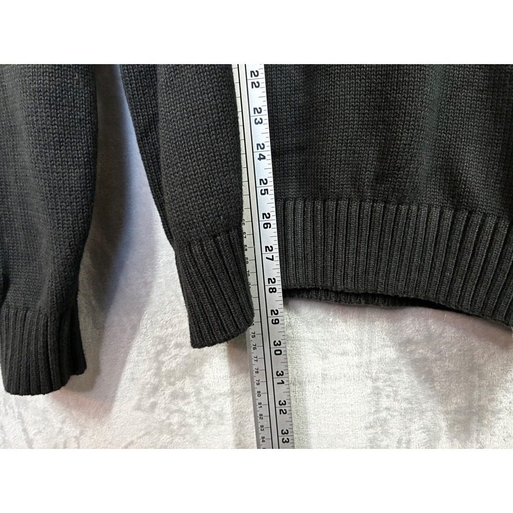 IZOD Mens Charcoal Grey Fair Isle Quarter Zip Cotton Blend Sweater Large - Picture 6 of 8